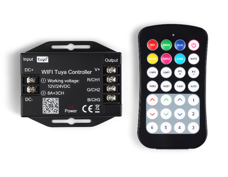 Контроллер WIFI Tuya для светодиодных лент RGB c радио пультом 2.4G 24A 12V 288W/ 24V 576W GS11551 Ambrella Light GS11551