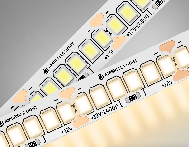 Светодиодная лента Ambrella Light GS1401 2835 240Led /17W m/ 12V IP20 3000K 5m/кратность резки 25mm Ambrella Light GS1401