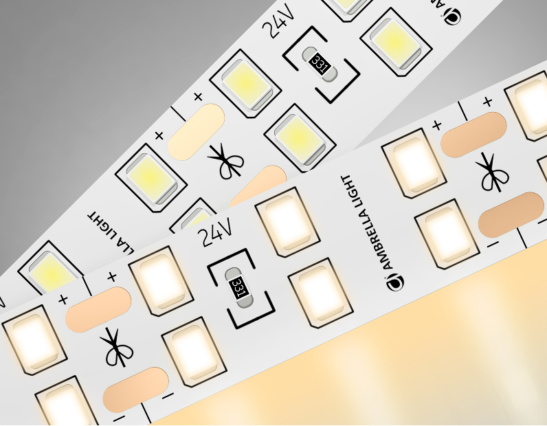 Светодиодная лента двухрядная Ambrella Light GS3601 2835 204Led /20W m/ 24V IP20 3000K 5m Ambrella Light GS3601
