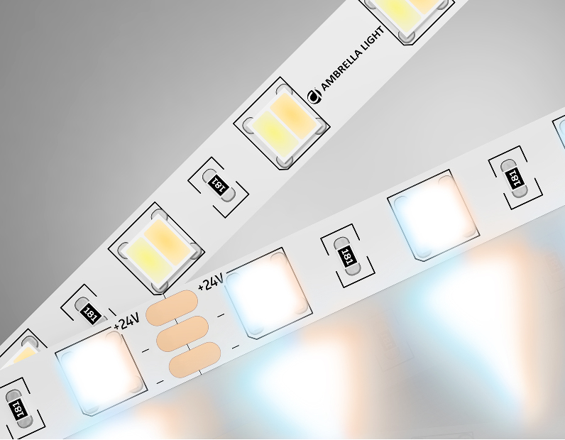 Светодиодная лента с регулировкой температуры света GS4101 5050 60Led /14W m/ 24V IP20 CCT 3000-6500 Ambrella Light GS4101