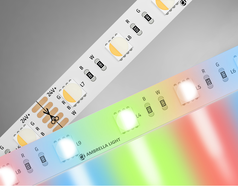 Светодиодная лента RGB с теплым белым светом GS4401 5050 60Led /10W m/ 24V IP20 RGBW+3000K 5m Ambrella Light GS4401