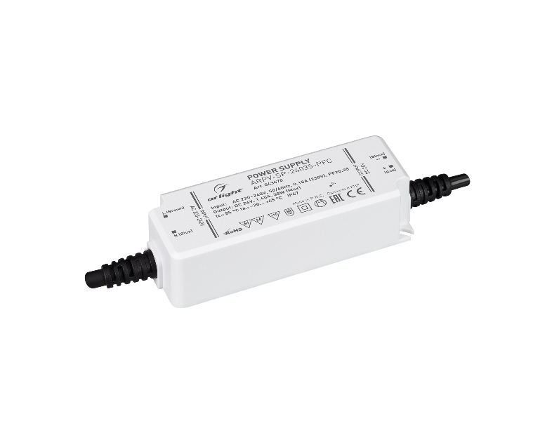 Блок питания ARPV-SP-24035-PFC (24V, 1.45A, 35W) (Arlight, IP67 Пластик, 5 лет) 043670