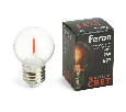 Лампа светодиодная Feron LB-383 Шарик прозрачный E27 2W 230V красный 48933