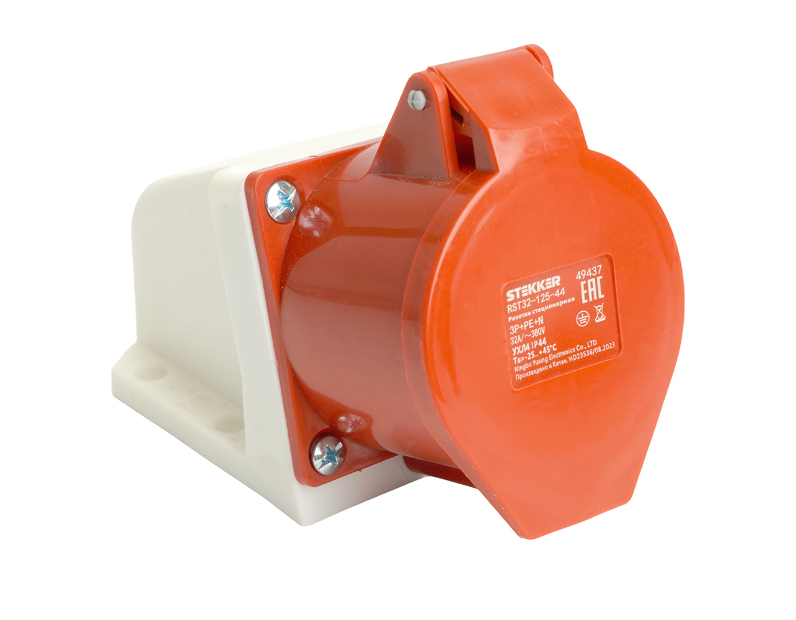 Розетка стационарная ST-125 32А 380В 3P+PE+N IP44, RST32-125-44, Stekker 49437