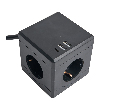 HM10-41-01 Удлинитель 3-местный с/з, 3x1мм2, 1.5м, 250В, 16А, 2USB+1С, 5V 3,1А, серия Comfort, черный 49657