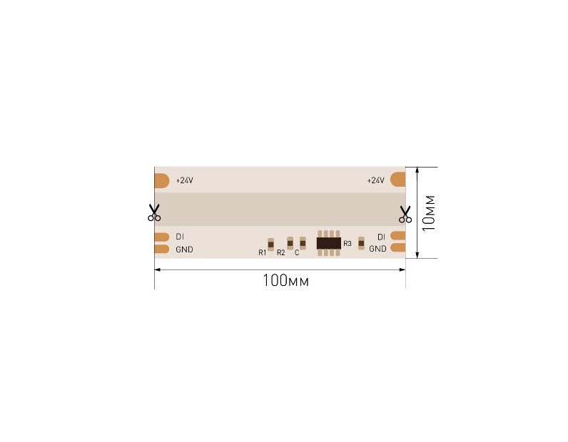 Лента светодиодная SPI WS2811, COB 480 LED/м, 12 Вт/м, 24В, IP20, Цвет: RGB SWG-COB480-24-12-WS2811RGB