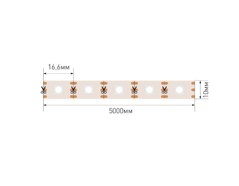 Лента светодиодная SPI, 5050, 60 LED/м, 9 Вт/м, 12В , IP20, Цвет: RGB SWG5PT60-12-9-WS2815RGB