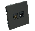 Розетка TV + компьютерная RJ-45 (механизм), STEKKER, RST00-5106-05, серия Эмили, черный уголь, soft touch 49846