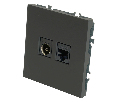 Розетка TV + компьютерная RJ-45 (механизм), STEKKER, RST00-5106-05, серия Эмили, черный уголь, soft touch 49846