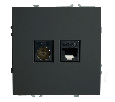 Розетка TV + компьютерная RJ-45 (механизм), STEKKER, RST00-5106-05, серия Эмили, черный уголь, soft touch 49846