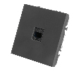 Розетка компьютерная 1-местная RJ-45 (механизм), STEKKER, серия Эмили, RST00-5117-05, черный уголь, soft touch 49847