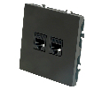 Розетка компьютерная 2-местная RJ-45 (механизм), STEKKER, серия Эмили, RST00-5111-05, черный уголь, soft touch 49848