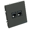 Розетка компьютерная 2-местная RJ-45 (механизм), STEKKER, серия Эмили, RST00-5111-05, черный уголь, soft touch 49848