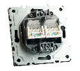 Розетка компьютерная 2-местная RJ-45 (механизм), STEKKER, серия Эмили, RST00-5111-05, черный уголь, soft touch 49848