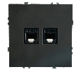 Розетка компьютерная 2-местная RJ-45 (механизм), STEKKER, серия Эмили, RST00-5111-05, черный уголь, soft touch 49848
