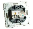 Розетка TV + компьютерная RJ-45 (механизм), STEKKER, серия Эмили, RST00-5106-01, белый фарфор, soft touch 49872