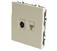 Розетка TV + компьютерная RJ-45 (механизм), STEKKER, серия Эмили, RST00-5106-01, белый фарфор, soft touch 49872
