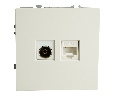 Розетка TV + компьютерная RJ-45 (механизм), STEKKER, серия Эмили, RST00-5106-01, белый фарфор, soft touch 49872