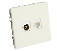 Розетка TV + компьютерная RJ-45 (механизм), STEKKER, серия Эмили, RST00-5106-01, белый фарфор, soft touch 49872