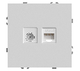 Розетка TV + компьютерная RJ-45 (механизм), STEKKER, серия Эмили, RST00-5106-01, белый фарфор, soft touch 49872
