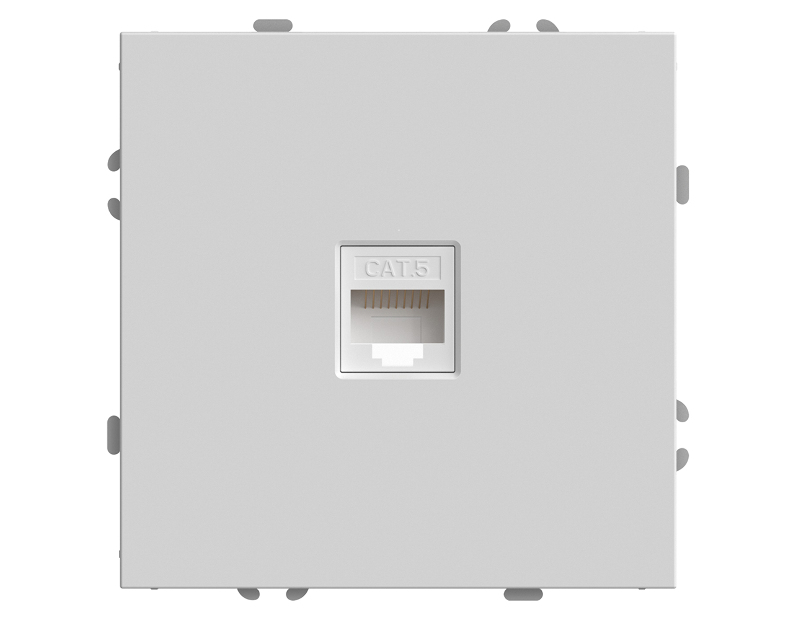 Розетка компьютерная 1-местная RJ-45 (механизм), STEKKER, серия Эмили, RST00-5117-01, белый фарфор, soft touch 49873
