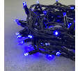 Гирлянда Нить 10м Синяя с Мерцанием Белого Диода 220В, 100 LED, Провод Черный Каучук, IP65 LL100BLW-1-2B