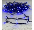 Гирлянда Нить 10м Синяя с Мерцанием Белого Диода 220В, 100 LED, Провод Черный Каучук, IP65 LL100BLW-1-2B
