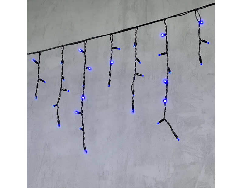 Гирлянда Бахрома 3,1 x 0,5 м Синяя 220В, 120 LED, Провод Черный Каучук, IP65 LL120-1-2B