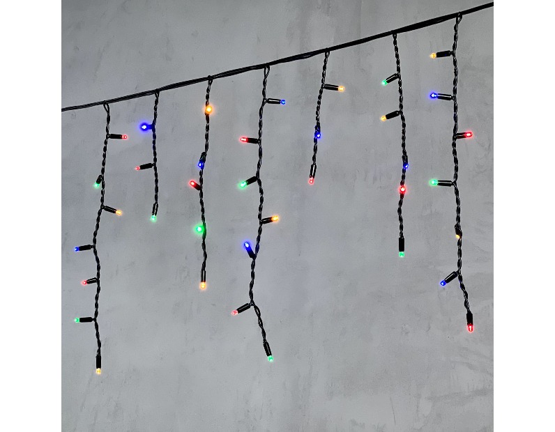 Гирлянда Бахрома 3,1 х 0,5 м Разноцветная 220В, 120 LED, Провод Черный Каучук, IP65 LL120-1-2M