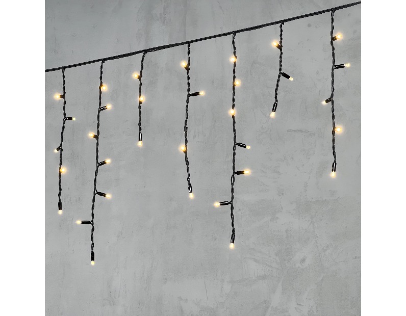 Гирлянда Бахрома 3,1 x 0,5 м Тепло-Белая 220В, 120 LED, Провод Черный Каучук, IP65 LL120-1-2WW