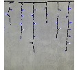 Гирлянда Бахрома 3,1 x 0,5 м Синяя с Мерцанием Белого Диода 220В, 120 LED, Провод Черный Каучук, IP65 LL120BLW-1-2B