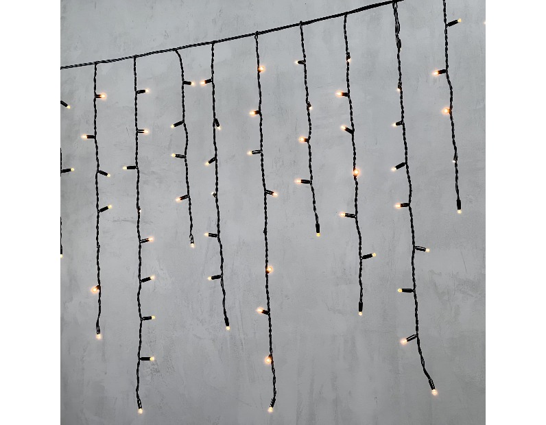 Гирлянда Бахрома 3,2 x 0,9 м Экстра Тепло-Белая 220В, 168 LED, Провод Черный Каучук, IP65 LL168-1-2EWW