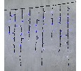 Гирлянда Бахрома 3,2 x 0,9 м Синяя с Мерцанием Белого Диода 220В, 168 LED, Провод Черный Каучук, IP65 LL168BLW-1-2B