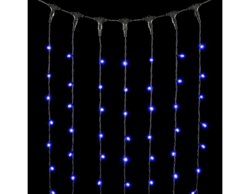 Гирлянда Занавес 2 x 3 м Синий 220В, 600 LED, Провод Черный Каучук, IP65 LL602-1-2B