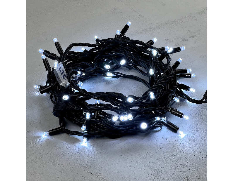 Гирлянда Нить 10м Белая 24В, 75 LED, Провод Черный Каучук, IP65 LL75-1-1W