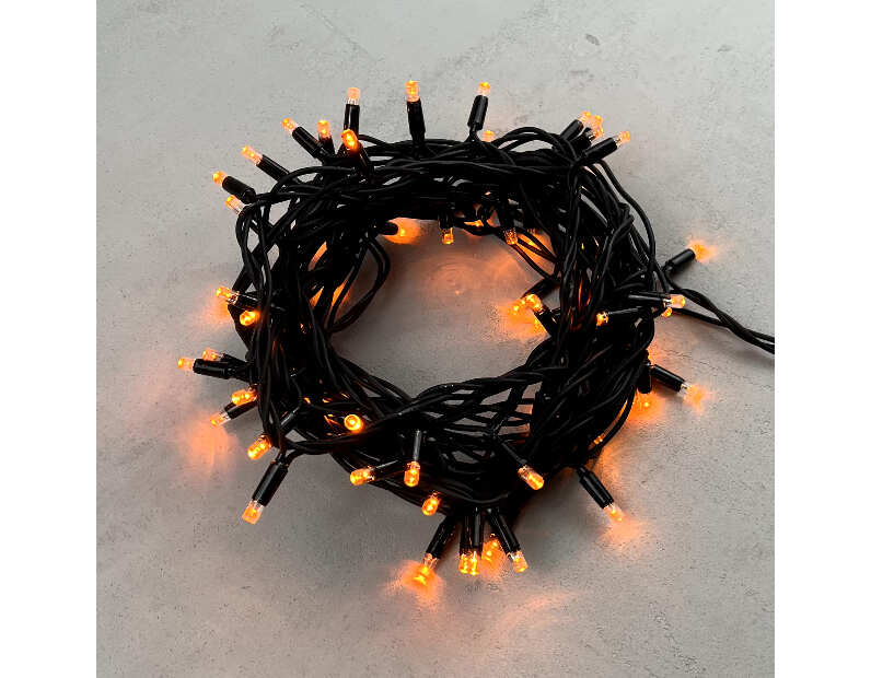 Гирлянда Нить 10м Желтая 24В, 75 LED, Провод Черный Каучук, IP65 LL75-1-1Y