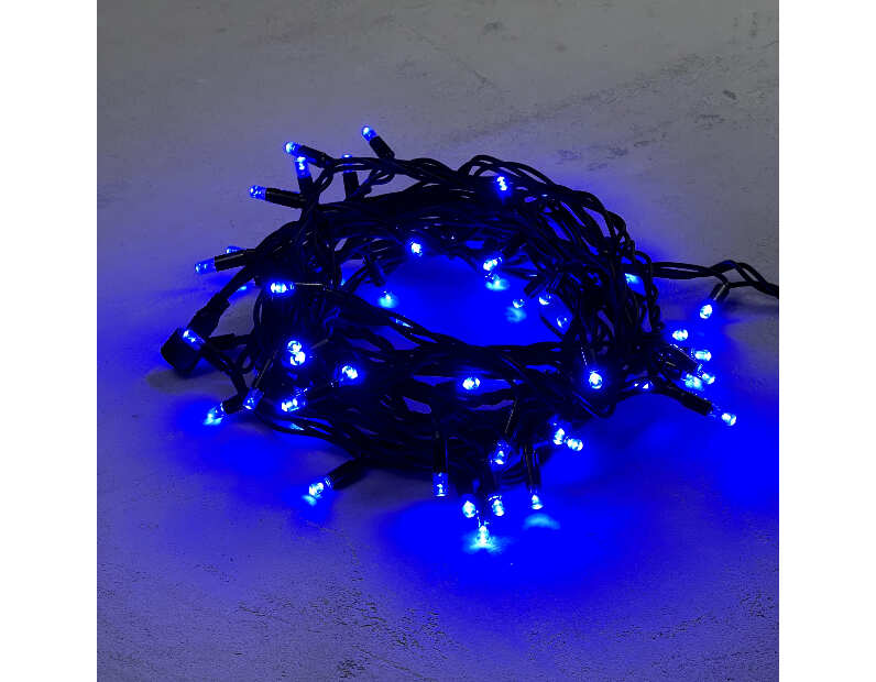 Гирлянда Нить 10м Синяя 220В, 75 LED, Провод Черный Каучук, IP65 LL75-1-2B