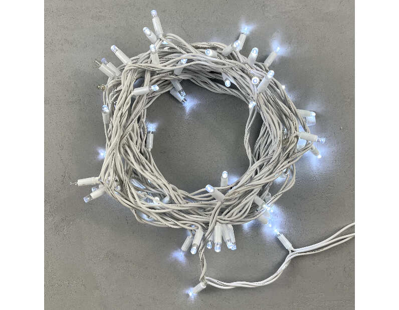 Гирлянда Нить 10м Белая с Мерцанием Белого Диода 220В, 75 LED, Провод Белый Каучук, IP65 LL75BLW-8-2W