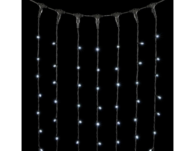 Гирлянда Занавес 1 x 9 м Белый 220В, 900 LED, Провод Черный Каучук, IP65 LL901-1-2W