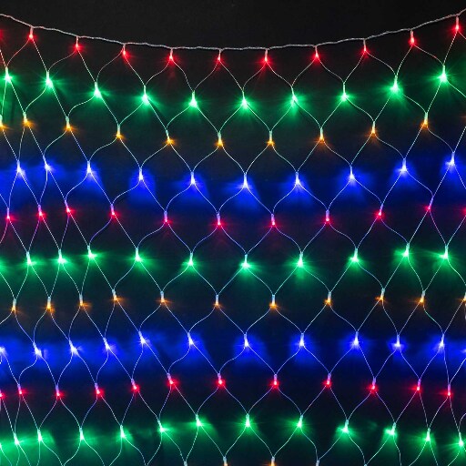 Светодиодная Сеть 2 x 2 м Разноцветная 24В, 256 LED, Провод Прозрачный ПВХ, IP54 NTL256M-10-1M