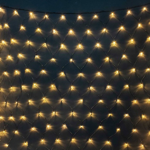 Светодиодная Сеть 2 x 2 м Тепло-Белая 24В, 256 LED, Провод Черный ПВХ, IP54 NTL256M-11-1WW