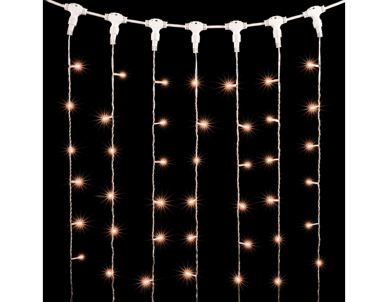 Гирлянда Занавес 2 x 2 м Экстра Тепло-Белый 220В, 400 LED, Провод Прозрачный ПВХ, IP54 PCL402-10-2EWW