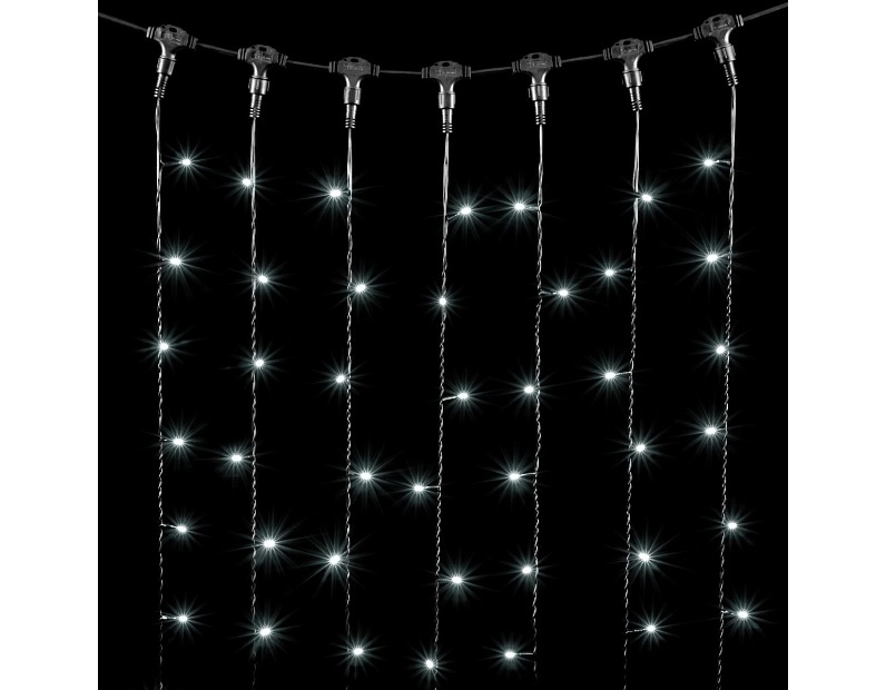 Гирлянда Занавес 1 x 6 м Белый 220В, 600 LED, Провод Черный ПВХ, IP54 PCL601-11-2W