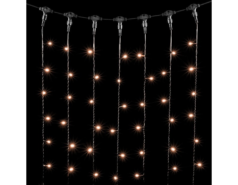 Гирлянда Занавес 2 x 3 м Экстра Тепло-Белый 220В, 600 LED, Провод Черный ПВХ, IP54 PCL602-11-2EWW