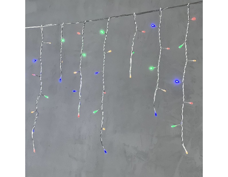 Гирлянда Бахрома 3,1 x 0,5 м Разноцветная 220В, 150 LED, Провод Прозрачный ПВХ, IP54 PIL150-10-2M