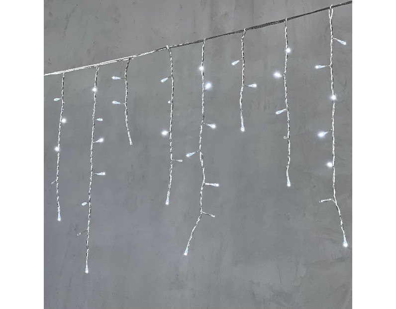 Гирлянда Бахрома 3,1 x 0,5 м Белая с Мерцанием Белого Диода 220В, 150 LED, Провод Прозрачный ПВХ, IP54 PIL150BLW-10-2W