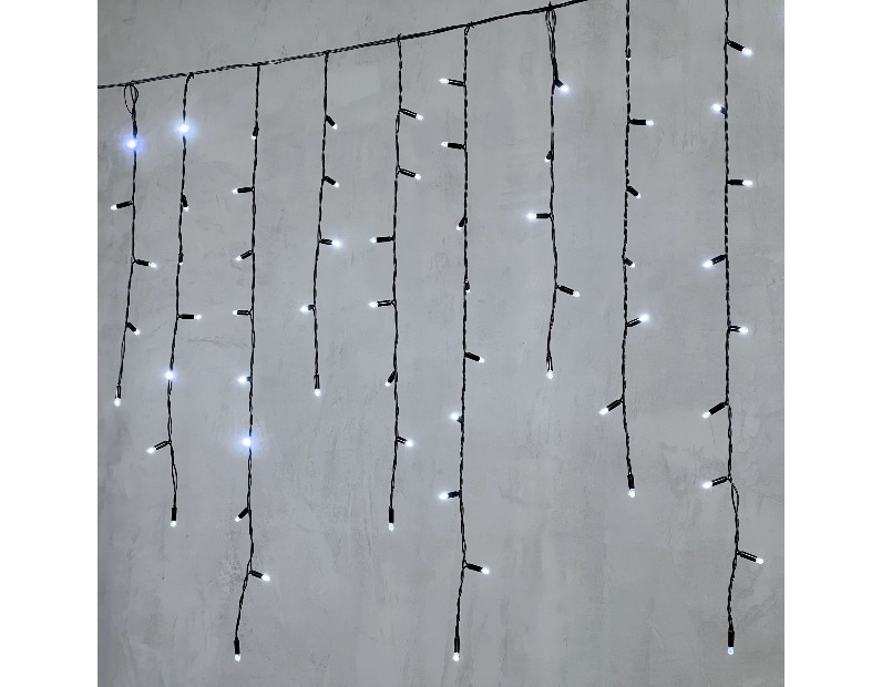 Гирлянда Бахрома с Колпачком 3,2 x 0,9 м Белая 220В, 168 LED, Провод Черный ПВХ, IP65 PIL180CAP-11-2W