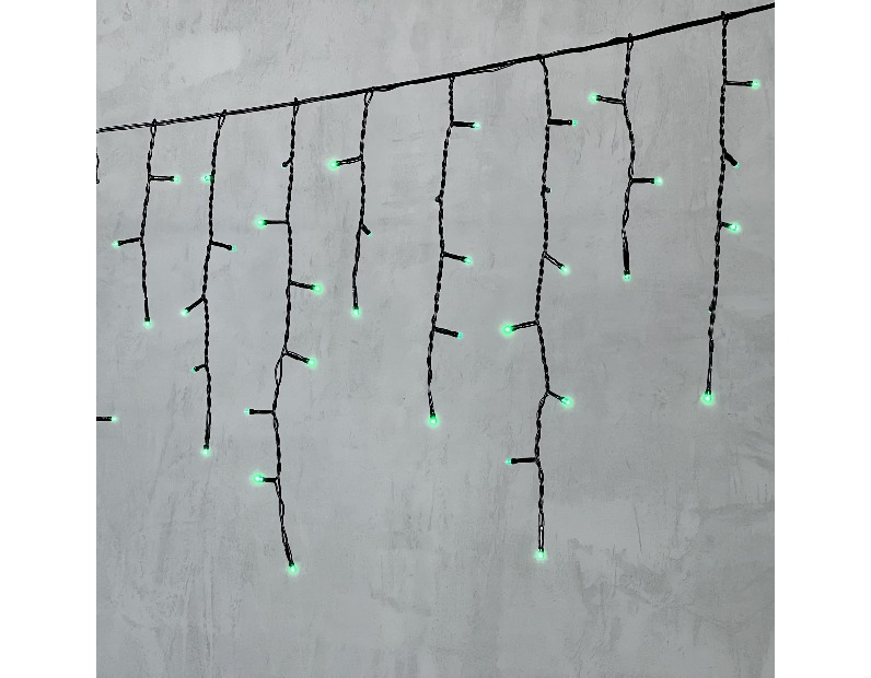 Гирлянда Бахрома 4,9 x 0,5 м Зеленая 220В, 240 LED, Провод Черный ПВХ, IP54 PIL240-11-2G