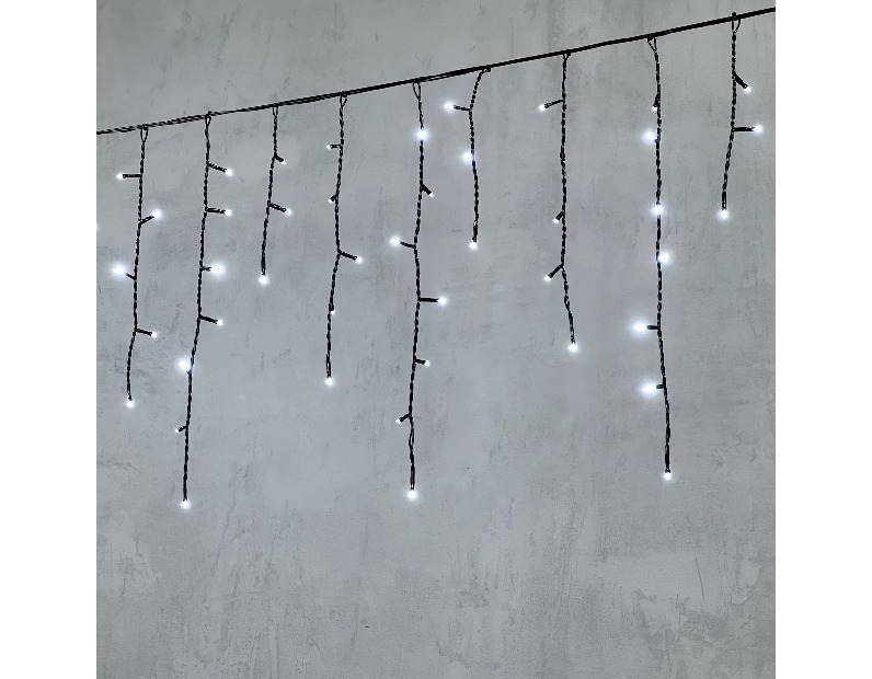 Гирлянда Бахрома 4,9 x 0,5 м Белая 220В, 240 LED, Провод Черный ПВХ, IP54 PIL240-11-2W