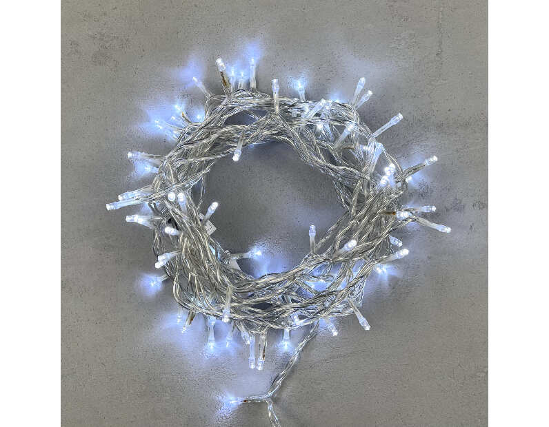 Гирлянда Нить 10м Белая 220В, 100 LED, Провод Прозрачный ПВХ, IP54 PST100-10-2W
